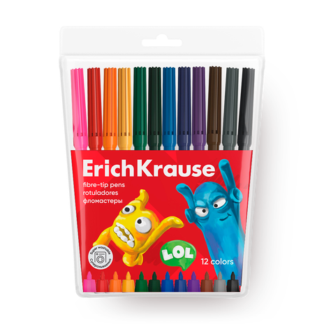 Фломастеры кисточки Erich Krause Jolly Friends Washable 12 цветов