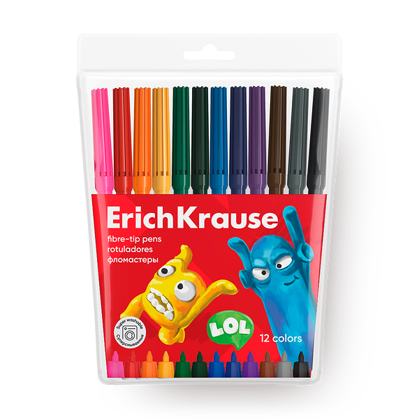 Фломастеры кисточки Erich Krause Jolly Friends Washable 12 цветов
