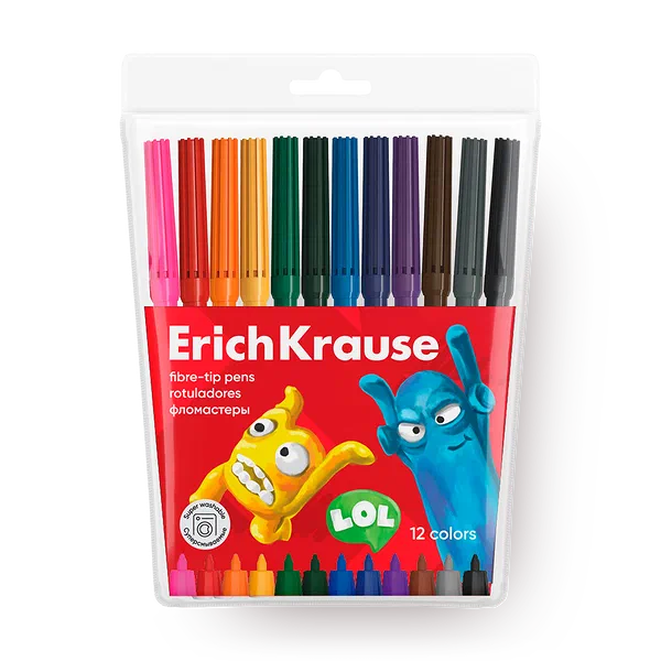 Фломастеры кисточки Erich Krause Jolly Friends Washable 12 цветов