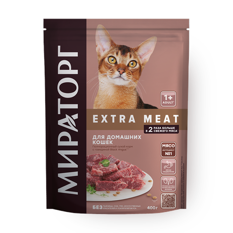 Сухой корм для домашних кошек «Мираторг» Extra Meat с говядиной Black Angus