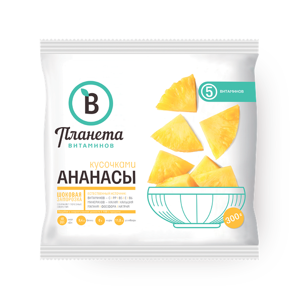 Ананасы «Планета витаминов» кусочками замороженные