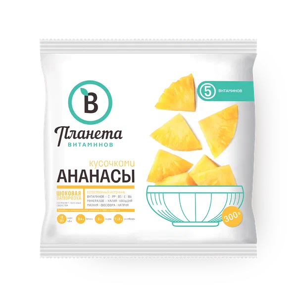 Ананасы «Планета витаминов» кусочками замороженные