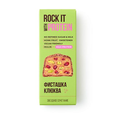 Батончик протеиновый Rock It With Protein фисташка-клюква без сахара