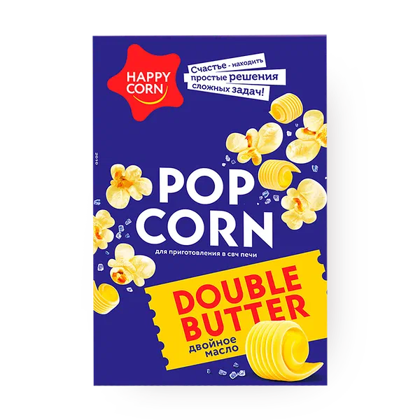 Попкорн для СВЧ Happy Corn двойное масло