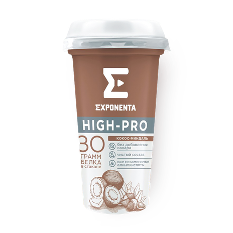 Напиток кисломолочный обезжиренный Exponenta High-Pro кокос-миндаль