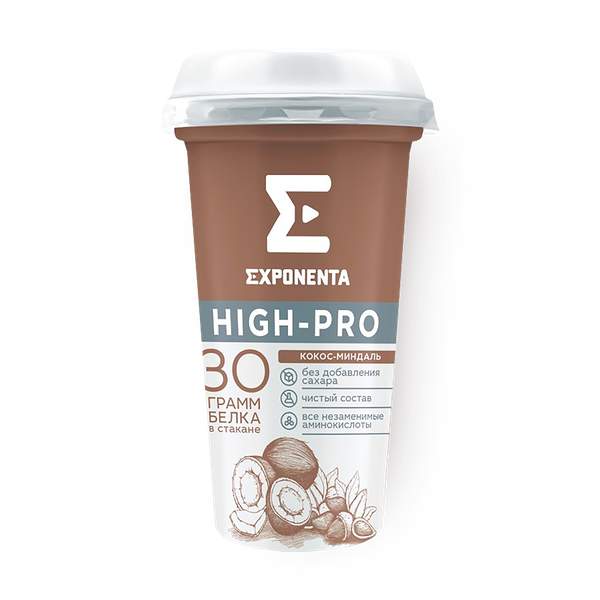 Напиток кисломолочный обезжиренный Exponenta High-Pro кокос-миндаль