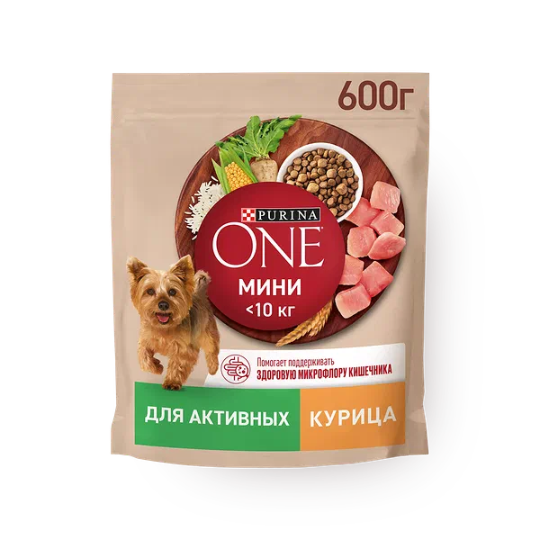 Сухой корм для активных собак Purina One Mini курица и рис
