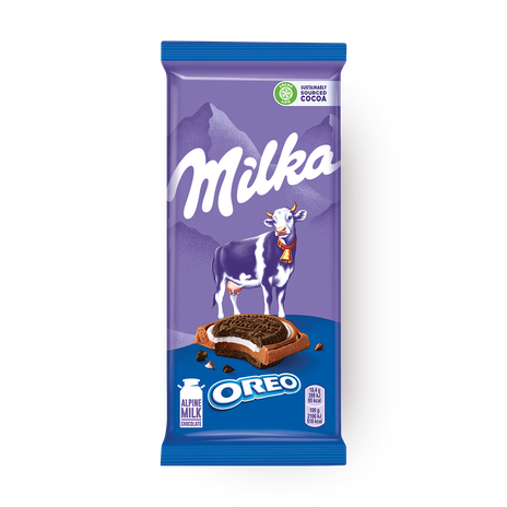 Шоколад молочный Milka с круглым печеньем Oreo со вкусом ванили