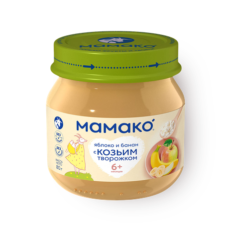 Пюре «Мамако» с козьим творожком яблоко-банан с 6 месяцев