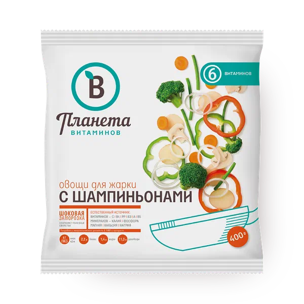 Овощи для жарки «Планета витаминов» с шампиньонами замороженные