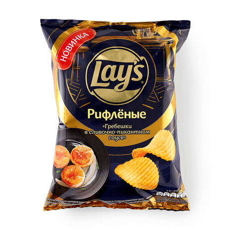 Чипсы картофельные Lays рифлёные гребешки в сливочном соусе