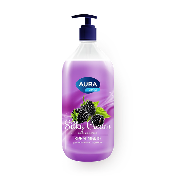 Крем-мыло жидкое Aura Silky Cream шёлк и ежевика