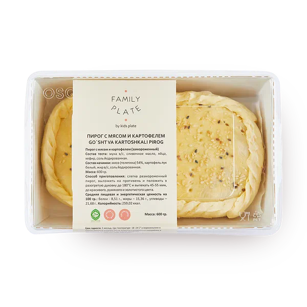 Пирог Family Plate By Kid’s Plate с мясом и картофелем замороженный