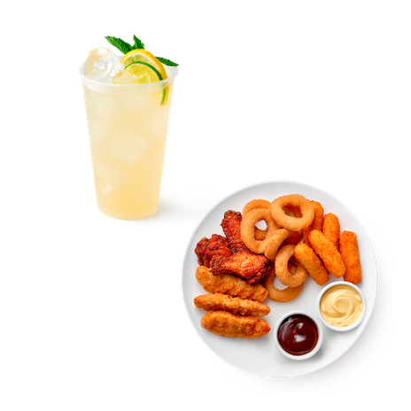 Сет с крыльями BBQ и луковыми кольцами «Из Лавки», 400 g и Лимонад Мохито «Из Лавки», 400 ml