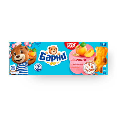 Пирожное бисквитное Барни с абрикосом