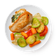 Кето-курица с начинкой из брокколи и шпината с запечёнными овощами «Грабли»