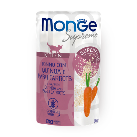 Влажный корм для котят Monge Supreme тунец с киноа и мини-морковью