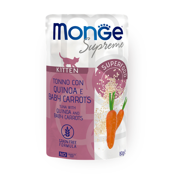 Влажный корм для котят Monge Supreme тунец с киноа и мини-морковью