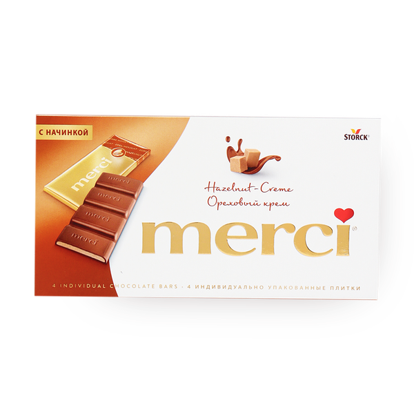 Шоколад молочный Merci с ореховым кремом