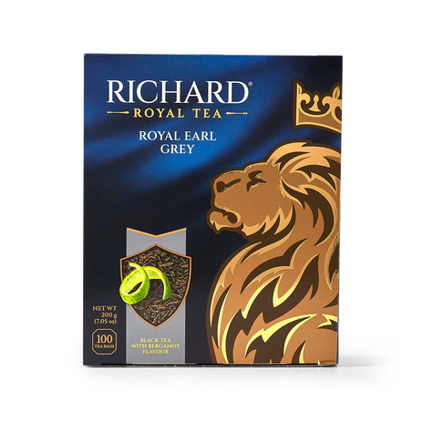 Чай чёрный Royal Earl Grey Richard с бергамотом в пакетиках, 100 шт ...