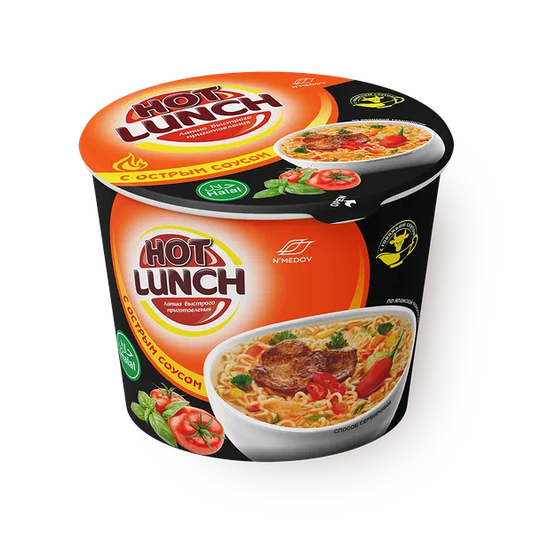 Лапша быстрого приготовления Hot Lunch с острым говяжьим соусом