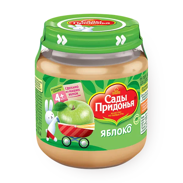Пюре «Сады Придонья» яблоко с 4 месяцев без добавления сахара