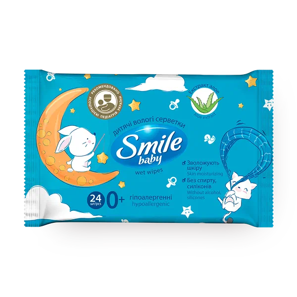 Влажные салфетки детские Smile Baby ультрамягкие с экстрактом алоэ