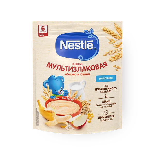 Каша молочная мультизлаковая Nestle с яблоком и бананом с 6 месяцев