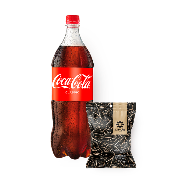 Напиток Coca-Cola Classic, 2 L + Семечки полосатые Ermak с солью, 160 g