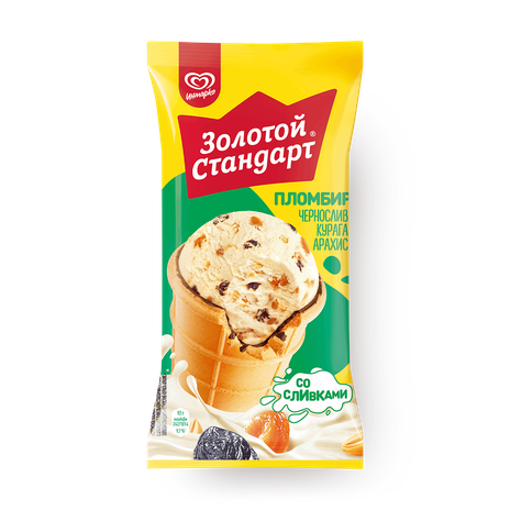 Мороженое пломбир «Золотой стандарт» чернослив-курага-арахис