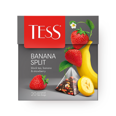Чай чёрный Banana Split Tess с бананом и клубникой в пирамидках