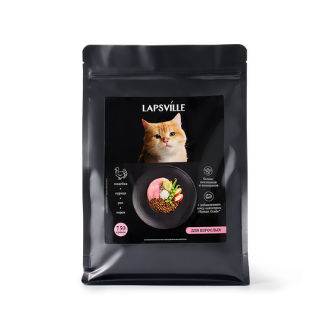 Корм сухой для взрослых кошек Lapsville с индейкой и курицей