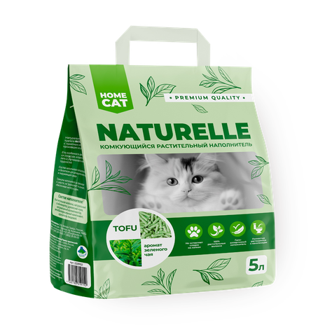 Наполнитель для кошачьего туалета комкующийся Homecat Naturelle с ароматом зелёного чая растительный