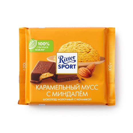 Шоколад молочный Ritter Sport карамельный мусс с миндалём