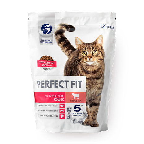 Сухой корм для кошек Perfect Fit говядина