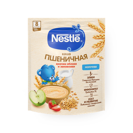 Каша детская пшеничная Nestle земляника-яблоко