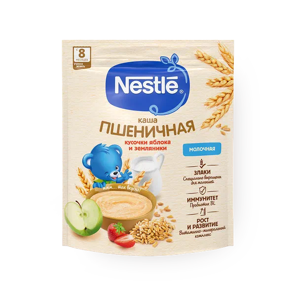 Каша детская пшеничная Nestle земляника-яблоко