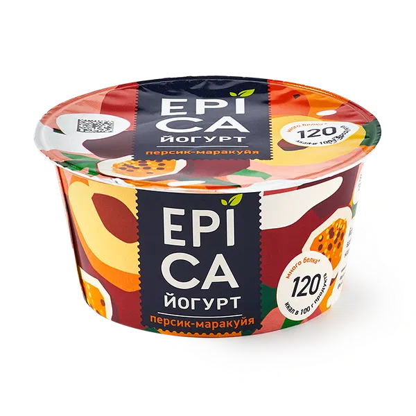 Йогурт Epica с персиком и маракуйей 4,8%