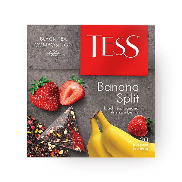 Чай чёрный Tess Banana Split с бананом и клубникой в пирамидках