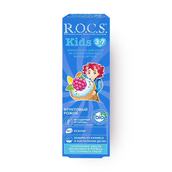Зубная паста детская R.O.C.S. Kids фруктовый рожок от 3 до 7 лет