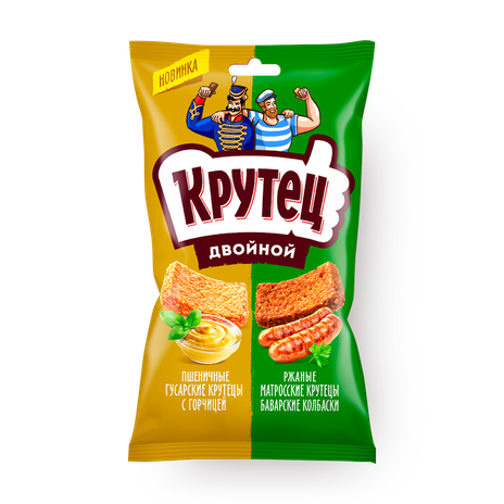 Гренки «Крутец» Двойной со вкусом горчицы и баварских колбасок