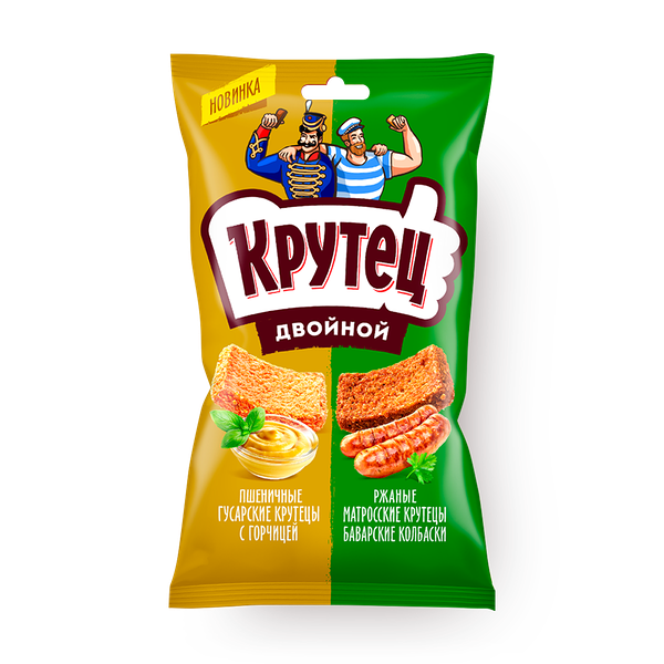 Гренки «Крутец» Двойной со вкусом горчицы и баварских колбасок