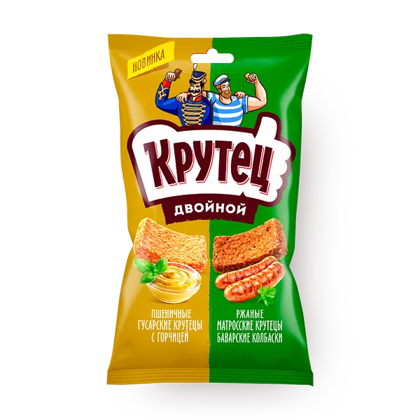 Гренки «Крутец» Двойной со вкусом горчицы и баварских колбасок