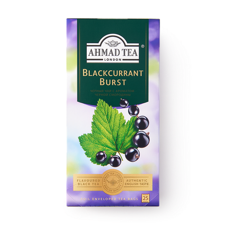 Чай чёрный Blackcurrant Burst Ahmad Tea с ароматом чёрной смородиной в пакетиках