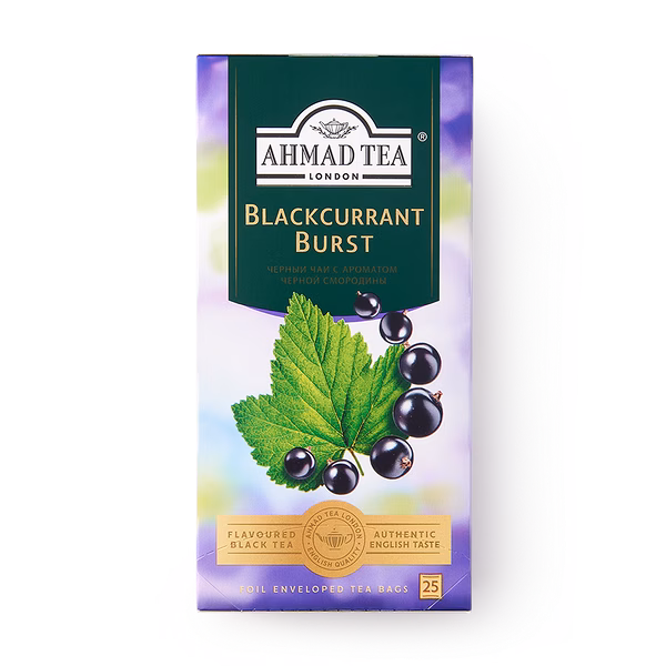 Чай чёрный Blackcurrant Burst Ahmad Tea с ароматом чёрной смородиной в пакетиках