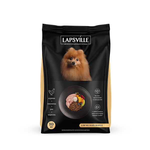 Сухой корм для взрослых собак мелких пород Lapsville с курицей