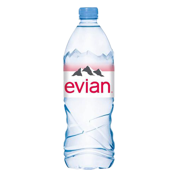 Evian minrel water plastic bottle