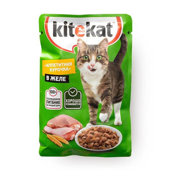 Влажный корм для кошек Kitekat Аппетитная курочка в желе