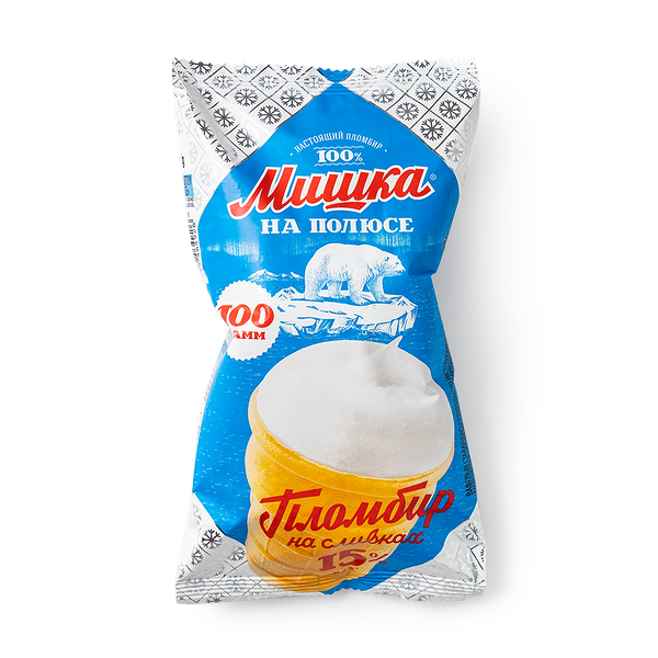 Мороженое пломбир «Мишка на полюсе» ваниль стаканчик