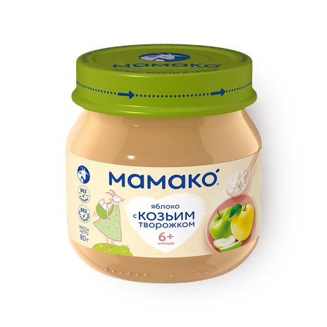 Пюре «Мамако» яблоко с козьим творожком с 6 месяцев